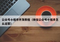 公众号小程序开发教程（微信公众号小程序怎么运营）